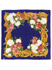 フラワーパターンスカーフ ブルー/マルチ