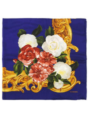 フラワーパターンスカーフ ブルー/マルチ