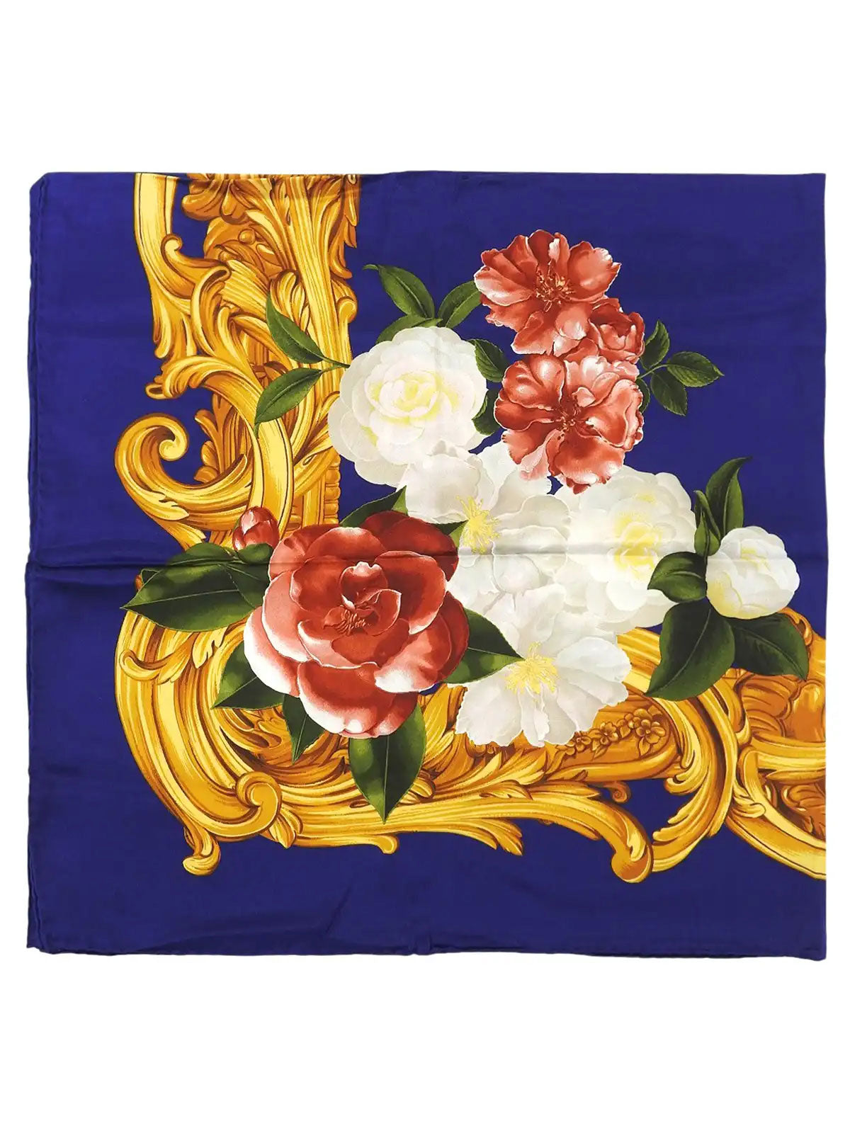 フラワーパターンスカーフ ブルー/マルチ