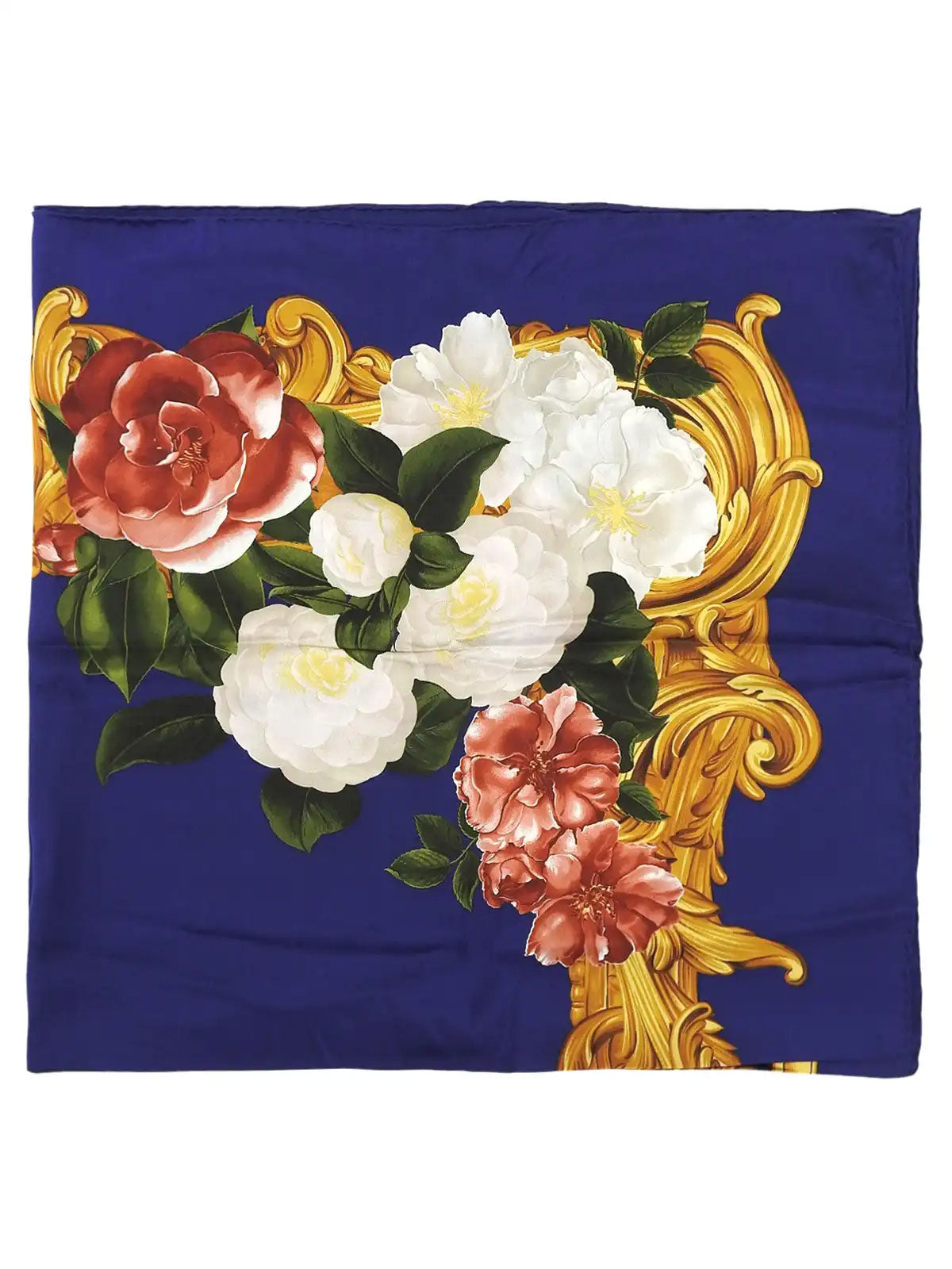 フラワーパターンスカーフ ブルー/マルチ