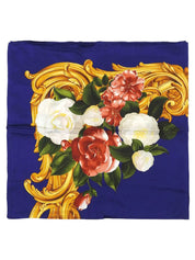 フラワーパターンスカーフ ブルー/マルチ