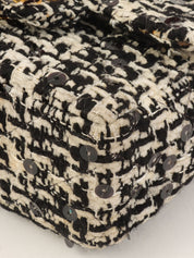 1992年頃製 ツイードスパンコールCCターンロックハンドバッグミニ ブラック/ホワイト