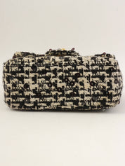 1992年頃製 ツイードスパンコールCCターンロックハンドバッグミニ ブラック/ホワイト