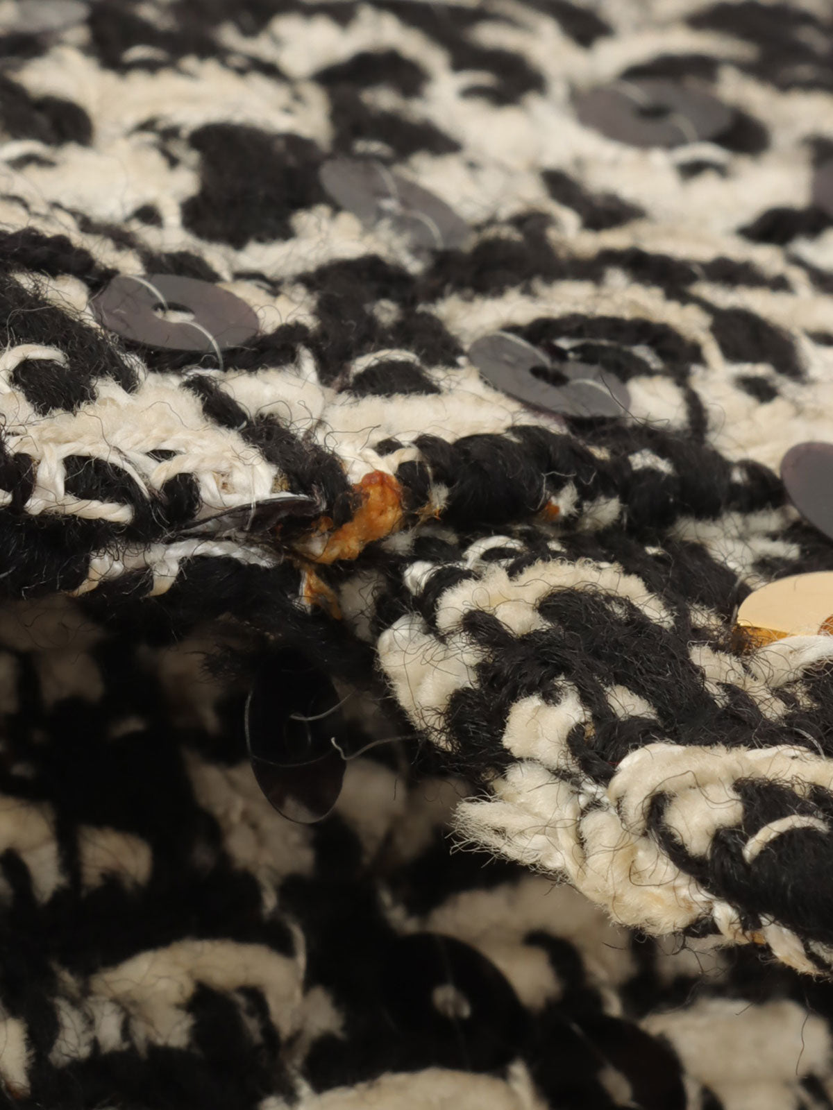 1992年頃製 ツイードスパンコールCCターンロックハンドバッグミニ ブラック/ホワイト