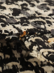 1992年頃製 ツイードスパンコールCCターンロックハンドバッグミニ ブラック/ホワイト