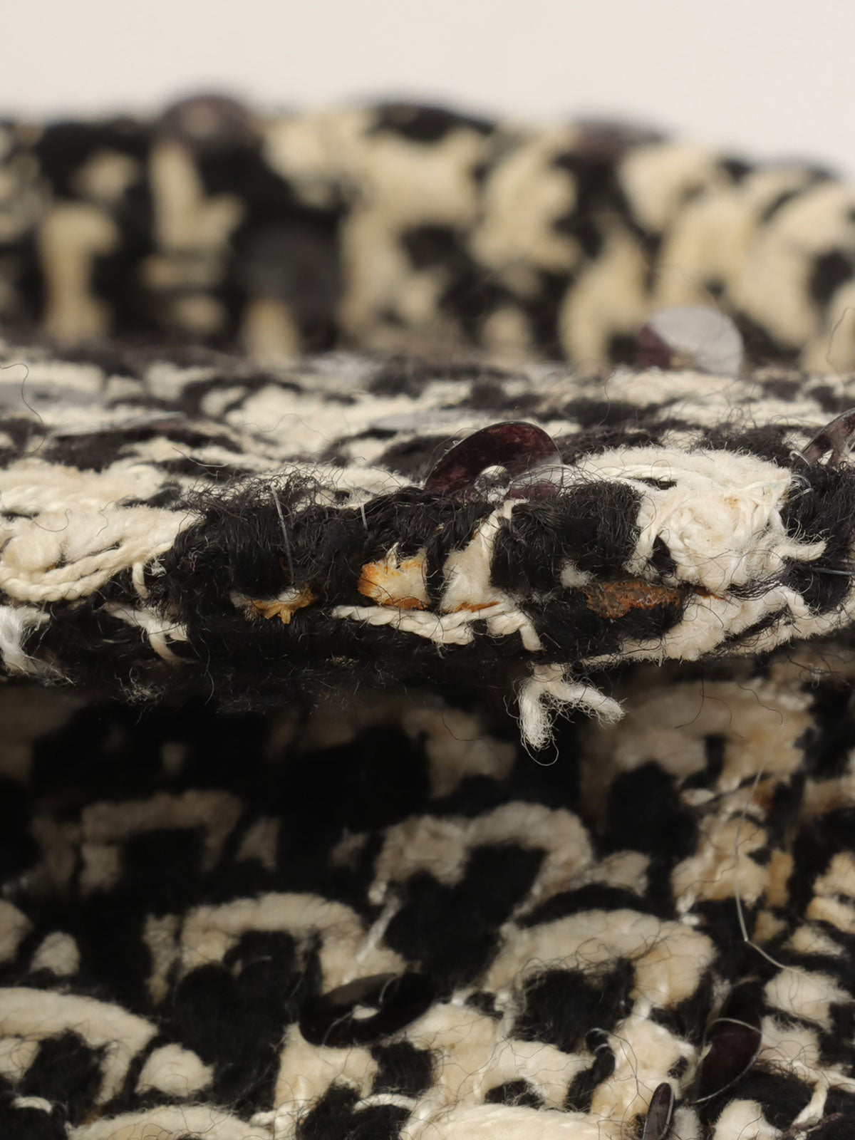 1992年頃製 ツイードスパンコールCCターンロックハンドバッグミニ ブラック/ホワイト