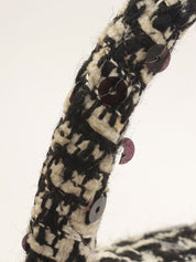 1992年頃製 ツイードスパンコールCCターンロックハンドバッグミニ ブラック/ホワイト