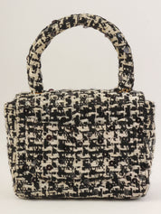 1992年頃製 ツイードスパンコールCCターンロックハンドバッグミニ ブラック/ホワイト