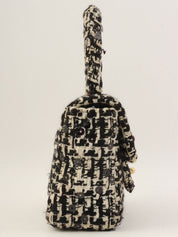 1992年頃製 ツイードスパンコールCCターンロックハンドバッグミニ ブラック/ホワイト