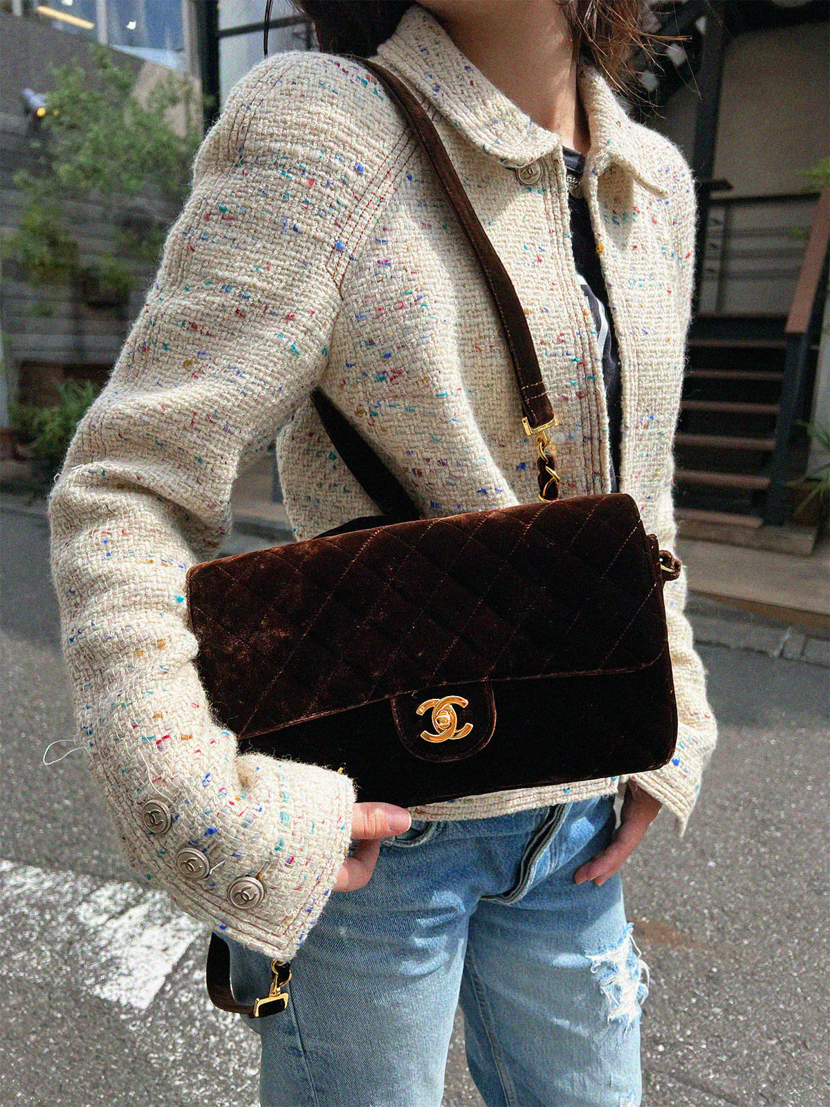 1995 Velvet Classic Flap Backpack, Brown