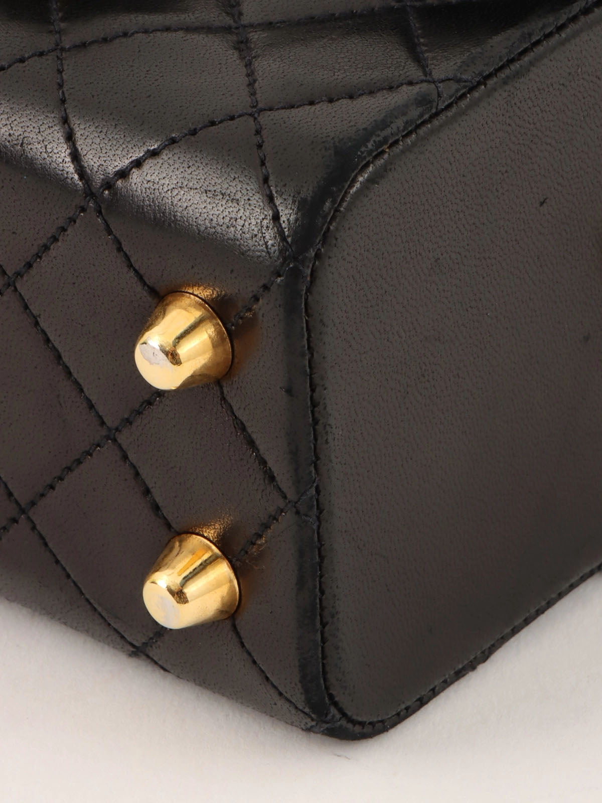 1985-1990 CC Turn Lock Chain Handle Vanity Bag, Black