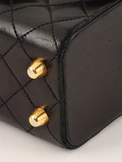 1985-1990 CC Turn Lock Chain Handle Vanity Bag, Black