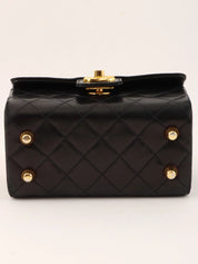 1985-1990 CC Turn Lock Chain Handle Vanity Bag, Black