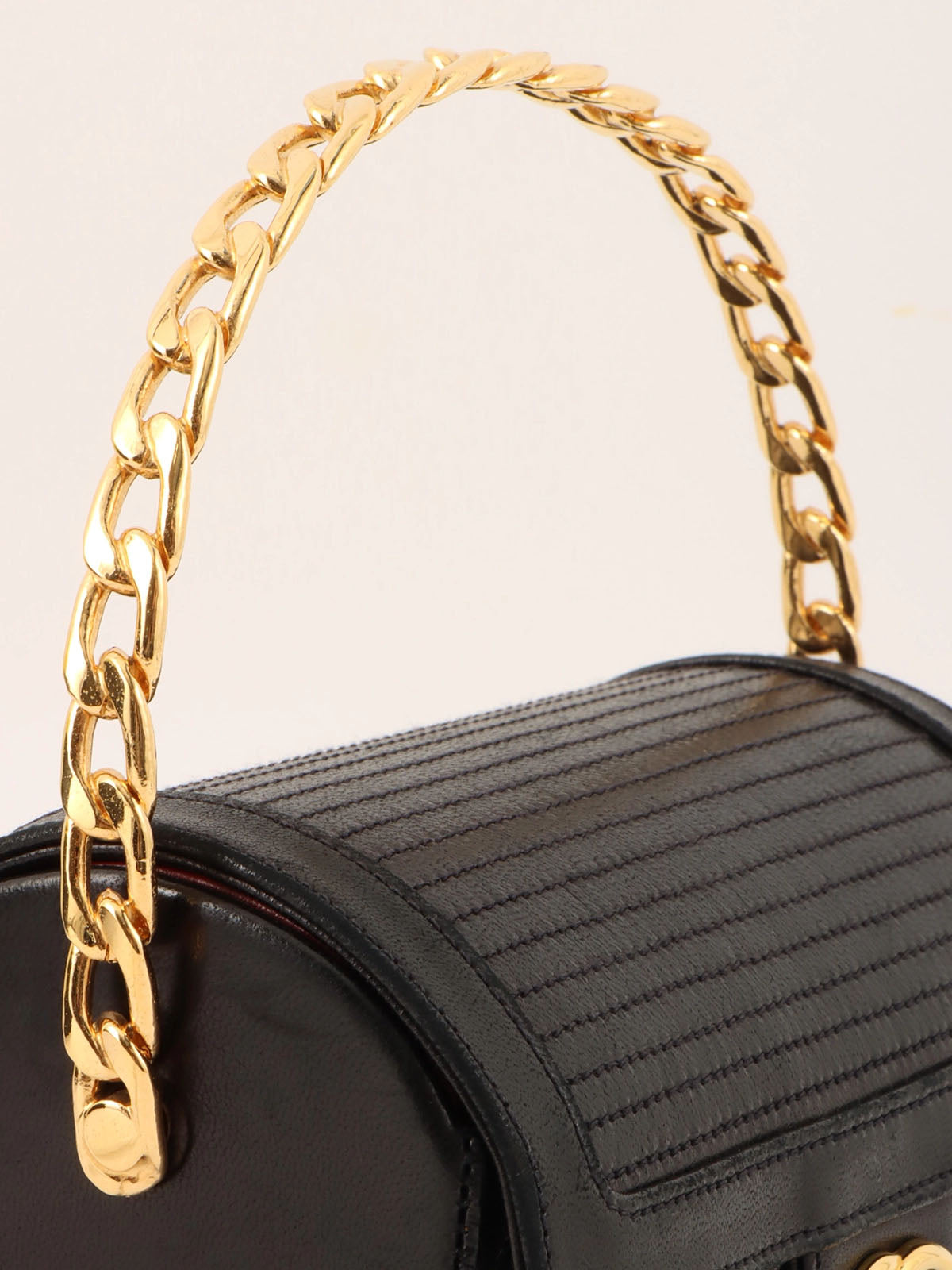 1985-1990 CC Turn Lock Chain Handle Vanity Bag, Black