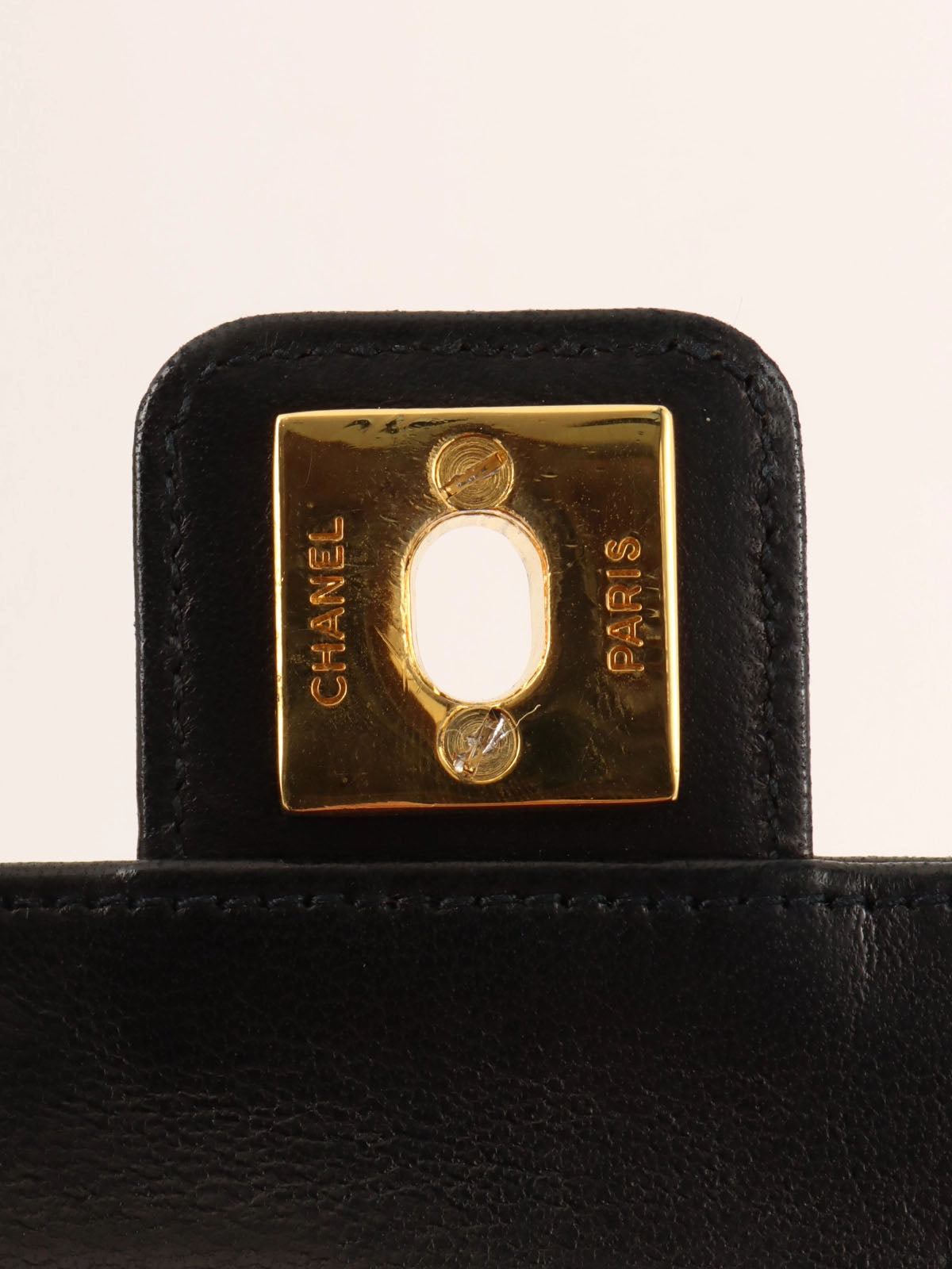 1985-1990 CC Turn Lock Chain Handle Vanity Bag, Black