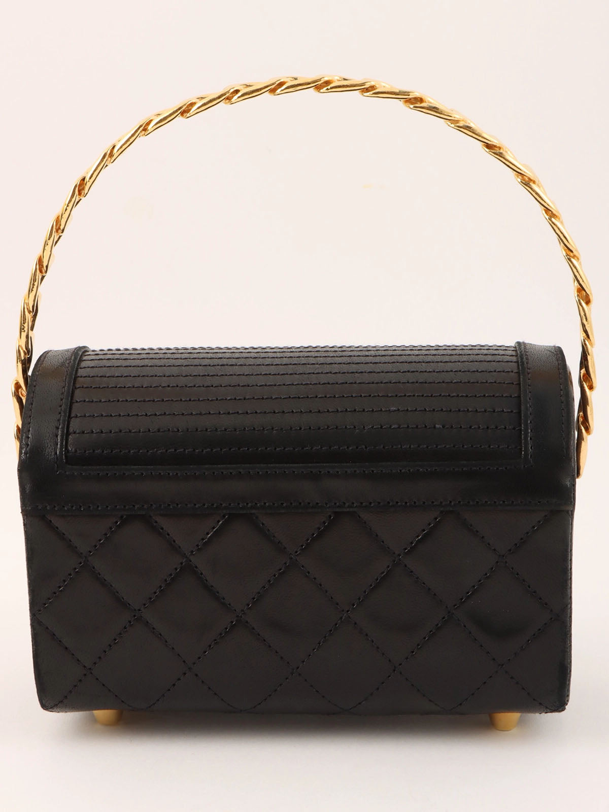 1985-1990 CC Turn Lock Chain Handle Vanity Bag, Black