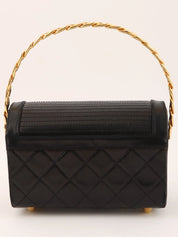 1985-1990 CC Turn Lock Chain Handle Vanity Bag, Black