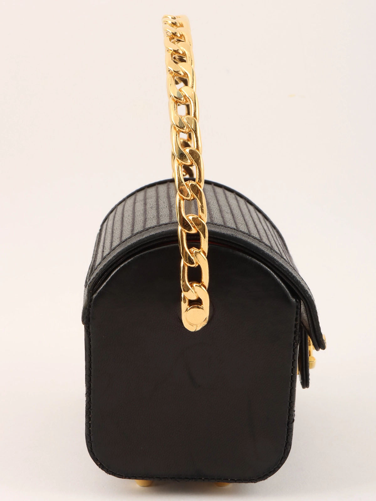 1985-1990 CC Turn Lock Chain Handle Vanity Bag, Black