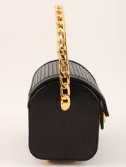 1985-1990 CC Turn Lock Chain Handle Vanity Bag, Black