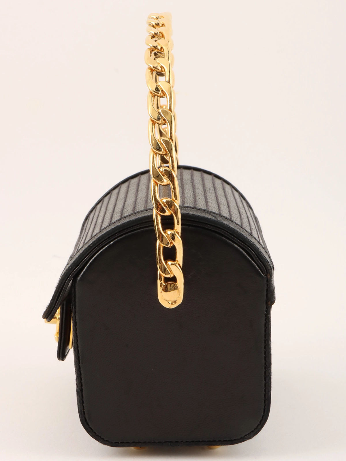 1985-1990 CC Turn Lock Chain Handle Vanity Bag, Black