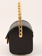 1985-1990 CC Turn Lock Chain Handle Vanity Bag, Black