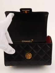 1985-1990 CC Turn Lock Chain Handle Vanity Bag, Black