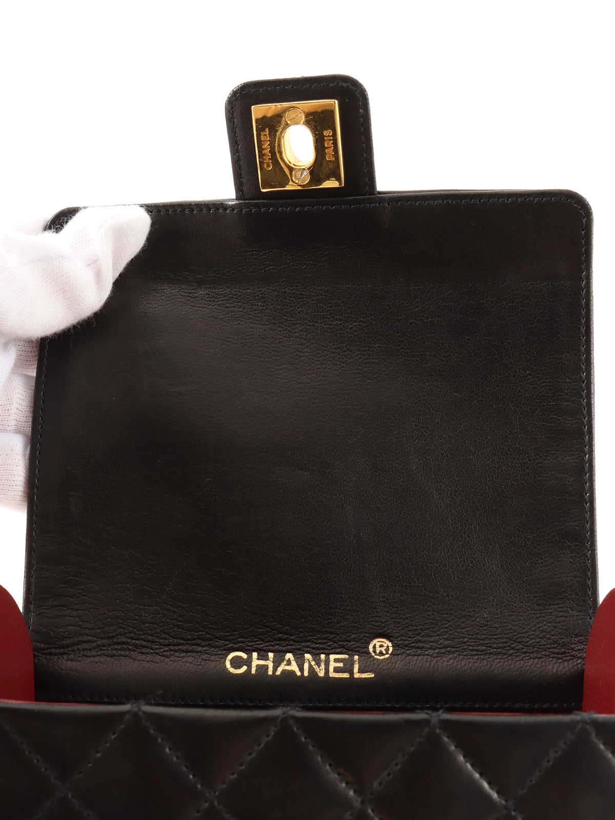 1985-1990 CC Turn Lock Chain Handle Vanity Bag, Black