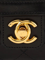 1985-1990 CC Turn Lock Chain Handle Vanity Bag, Black