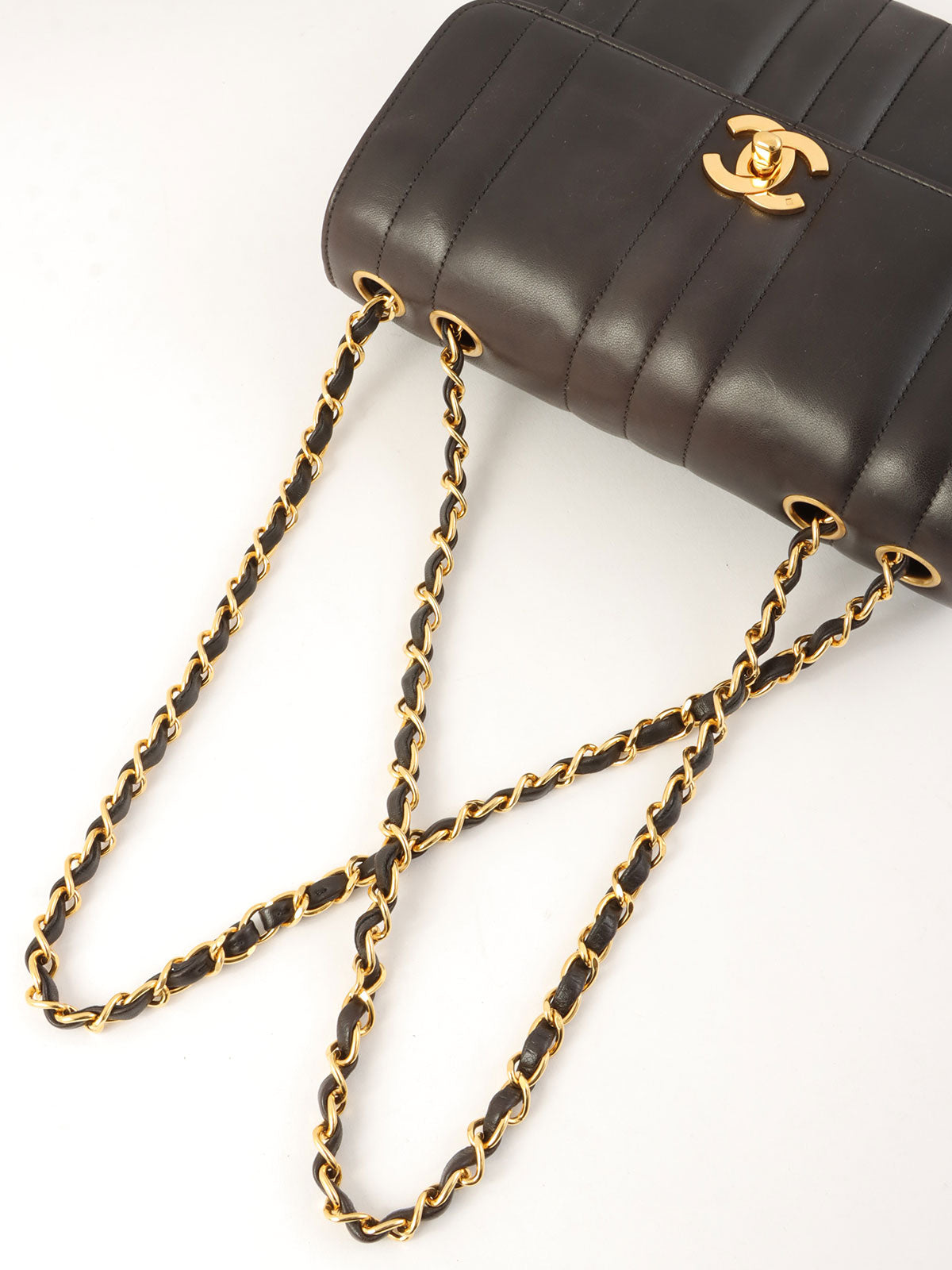 1995年頃製 マドモアゼルステッチCCターンロックチェーンショルダーバッグ ブラック