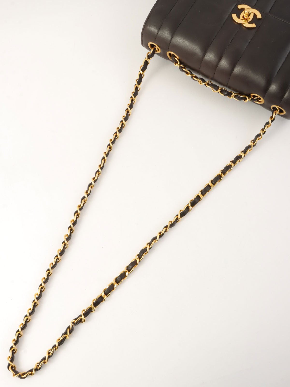 Mademoiselle Stitch CC Turnlock Chain Shoulder Bag, Black, circa 1995