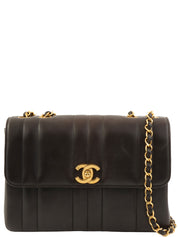 Mademoiselle Stitch CC Turnlock Chain Shoulder Bag, Black, circa 1995