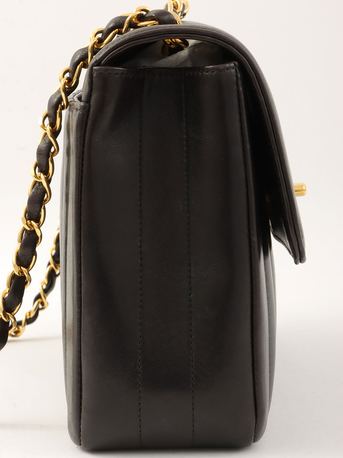 Mademoiselle Stitch CC Turnlock Chain Shoulder Bag, Black, circa 1995