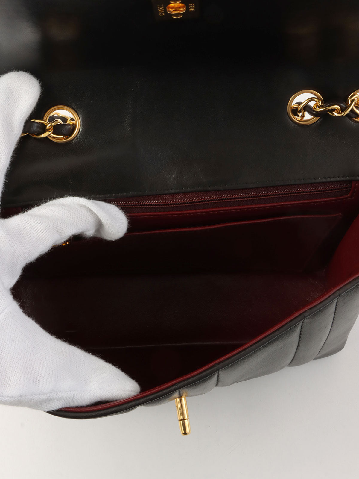 1995年頃製 マドモアゼルステッチCCターンロックチェーンショルダーバッグ ブラック