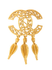 1995 Design Cutout CC Mark Swing Brooch Gold