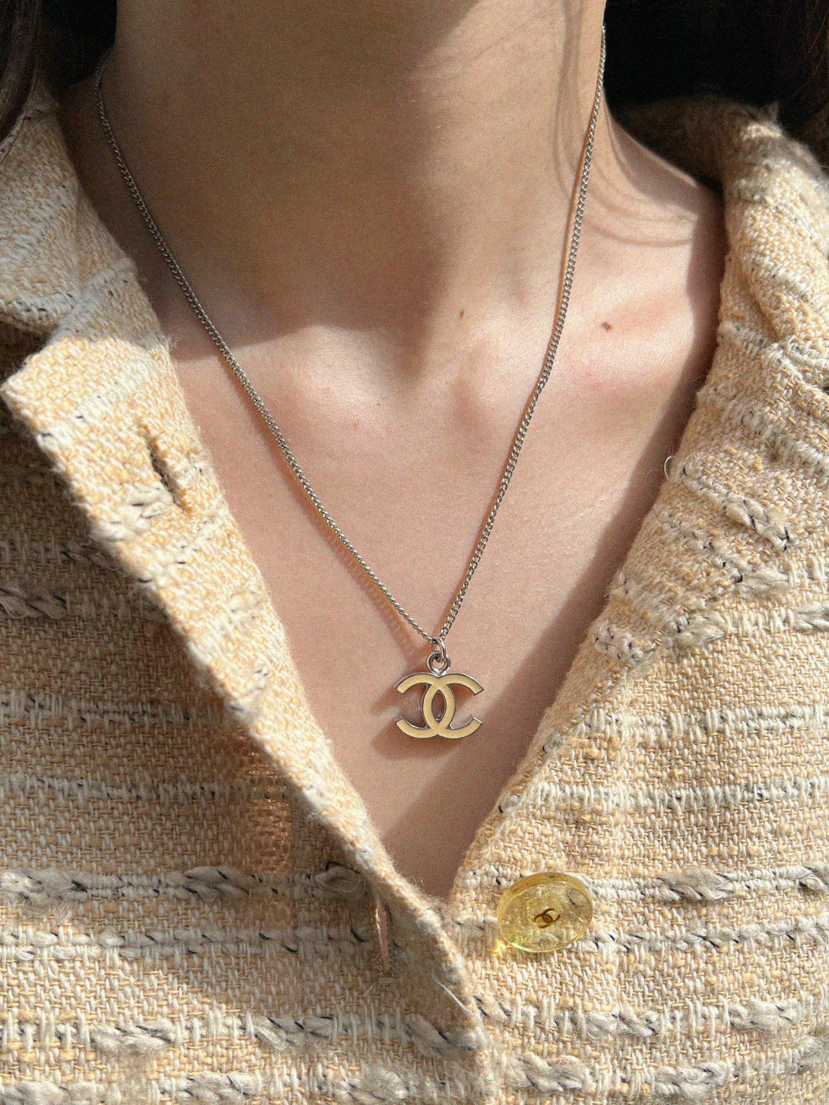 2004 CC Mark Necklace Silver/White