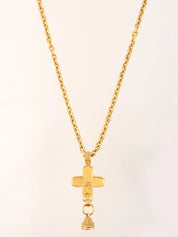 1994 Cross Dot CC Mark Swing Bell Long Necklace Gold