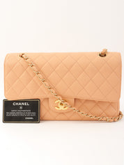 2003年頃製 キャビアスキンクラシックフラップチェーンバッグ25cm ピンクベージュ