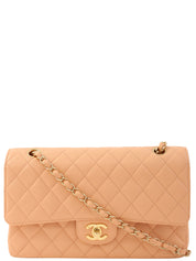 2003年頃製 キャビアスキンクラシックフラップチェーンバッグ25cm ピンクベージュ