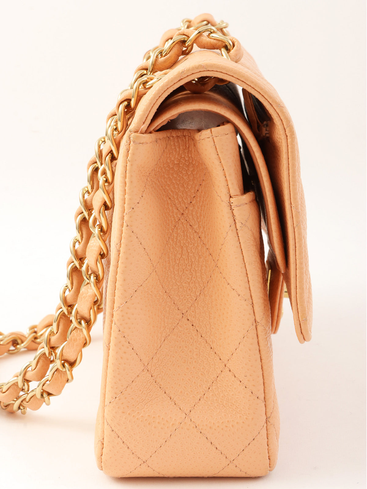 2003年頃製 キャビアスキンクラシックフラップチェーンバッグ25cm ピンクベージュ