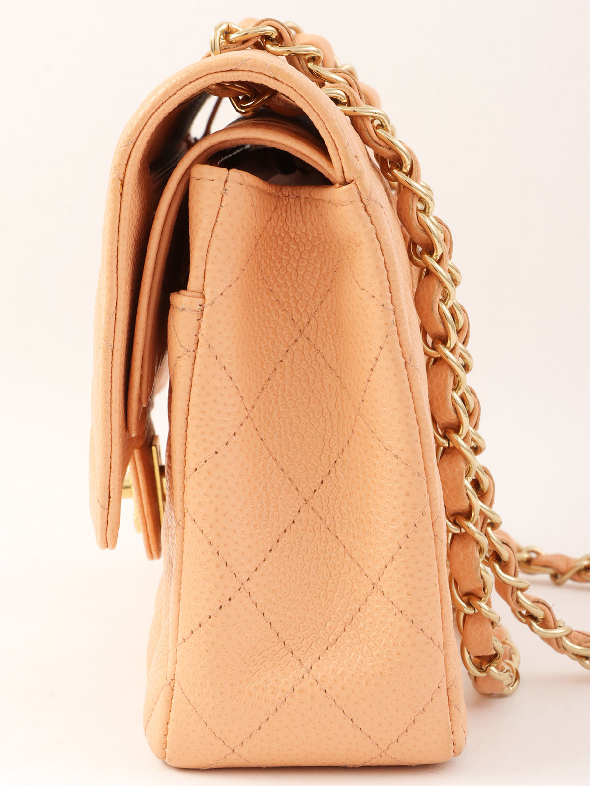 2003年頃製 キャビアスキンクラシックフラップチェーンバッグ25cm ピンクベージュ