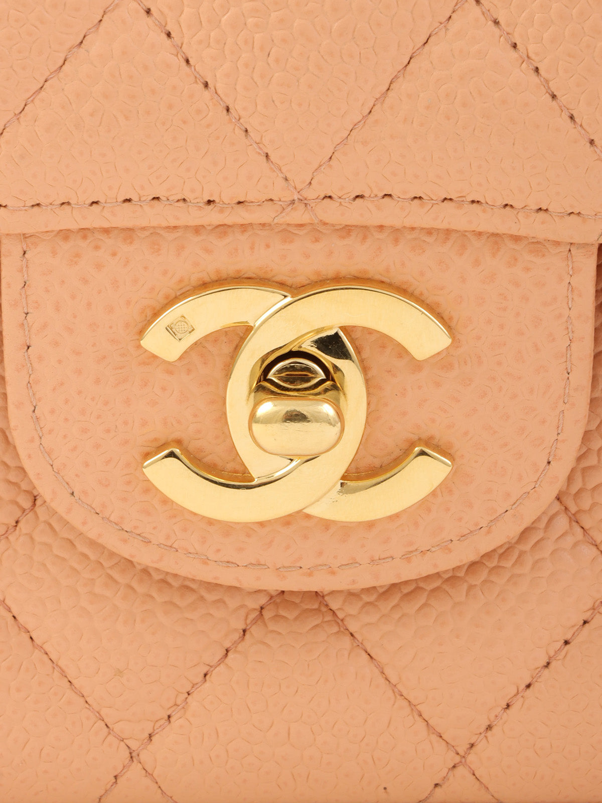 2003年頃製 キャビアスキンクラシックフラップチェーンバッグ25cm ピンクベージュ