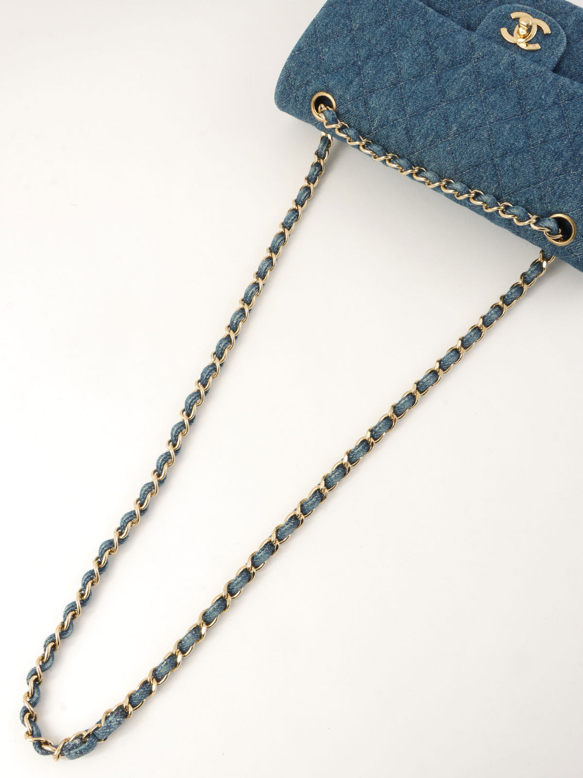 1998年頃製 デニムクラシックフラップチェーンバッグ25cm インディゴ