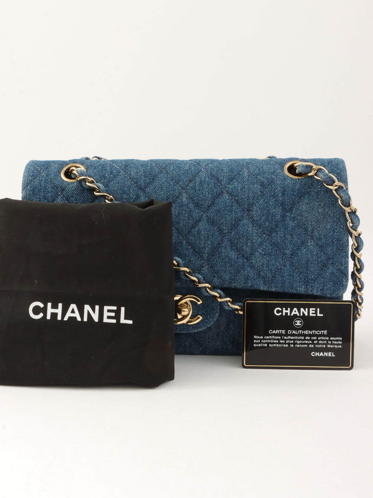1998年頃製 デニムクラシックフラップチェーンバッグ25cm インディゴ