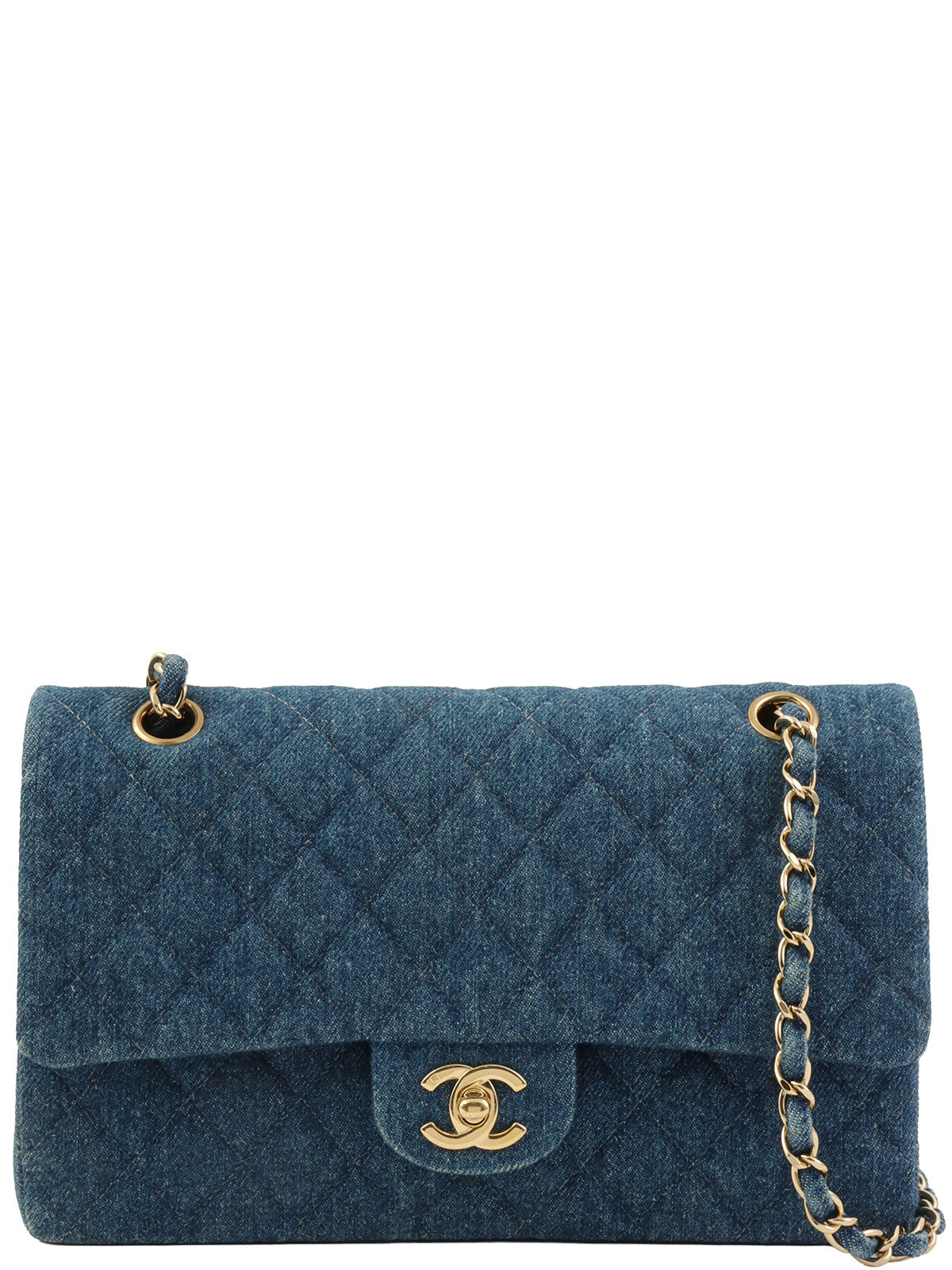 1998年頃製 デニムクラシックフラップチェーンバッグ25cm インディゴ