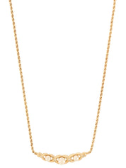 Pearl Rhinestone Design Necklace Gold/White