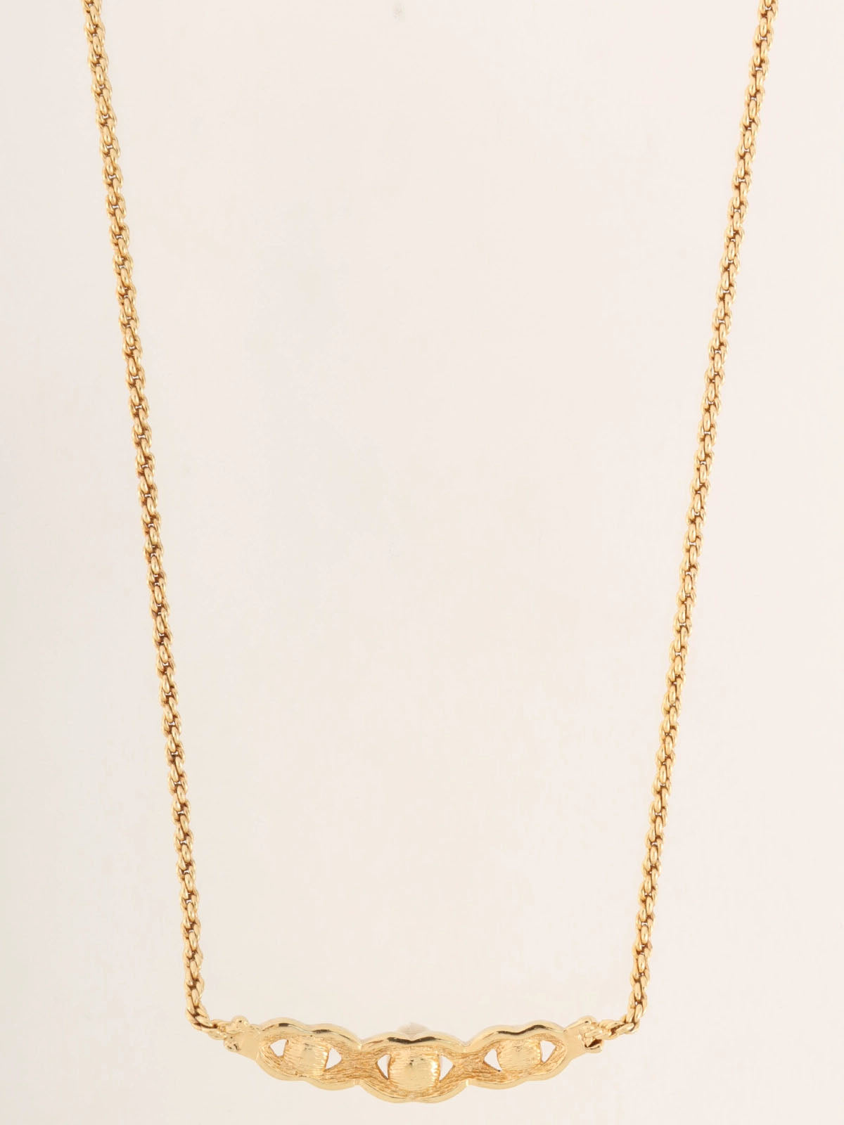 Pearl Rhinestone Design Necklace Gold/White