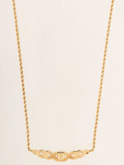 Pearl Rhinestone Design Necklace Gold/White