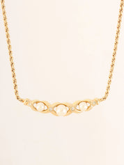 Pearl Rhinestone Design Necklace Gold/White