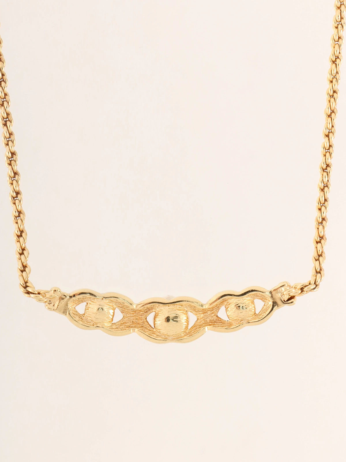 パールラインストーンデザインネックレス ゴールド/ホワイト