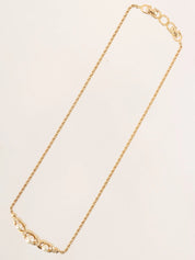 Pearl Rhinestone Design Necklace Gold/White